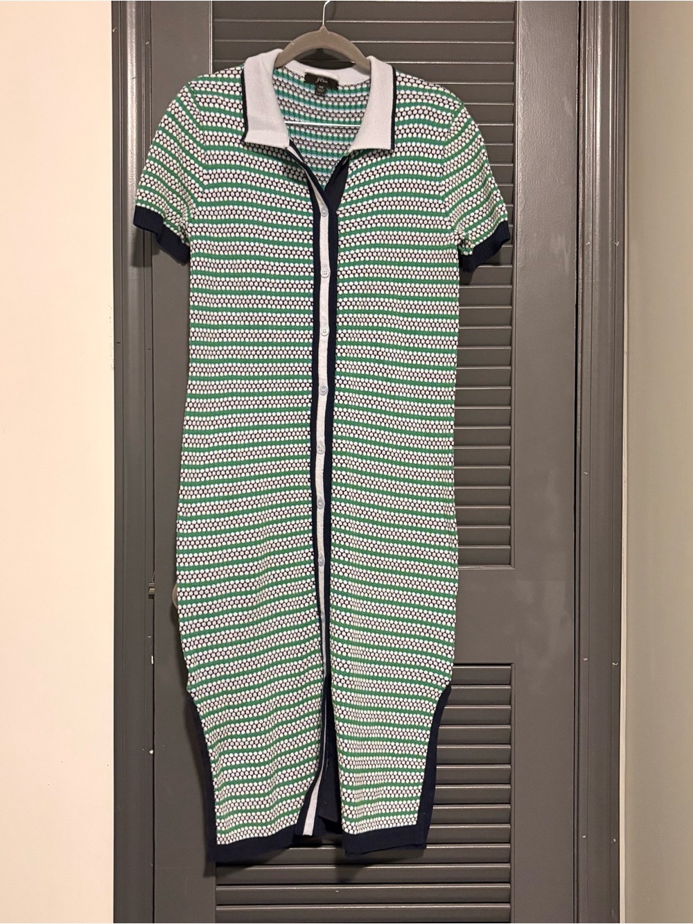 J. Crew Striped Cotton/Merino Wool Blend Knit Polo Dress